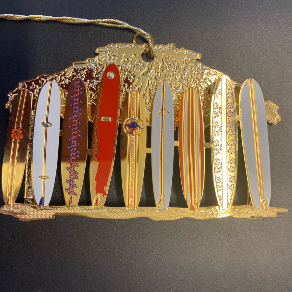 Baldwin brass surf board ornament